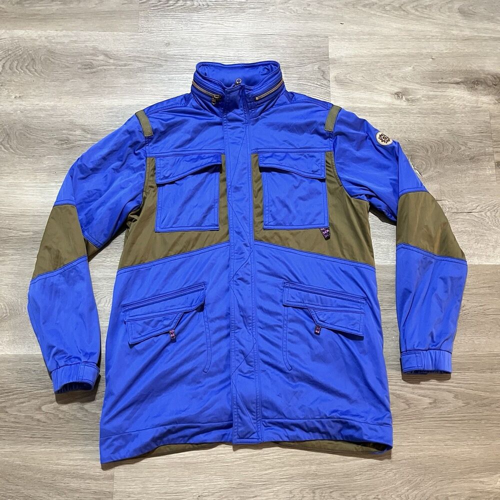 Without Walls Jacket Mens Large Blue Colorblock Hooded Utility Field Parka Coat